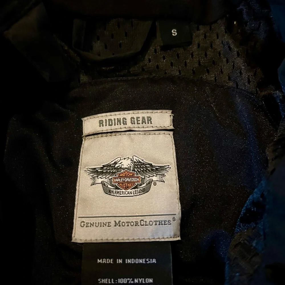 Harley-Davidson Black & White Motorcycle Jacket with Orange Accents - Picture 2 of 3